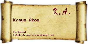 Kraus Ákos névjegykártya